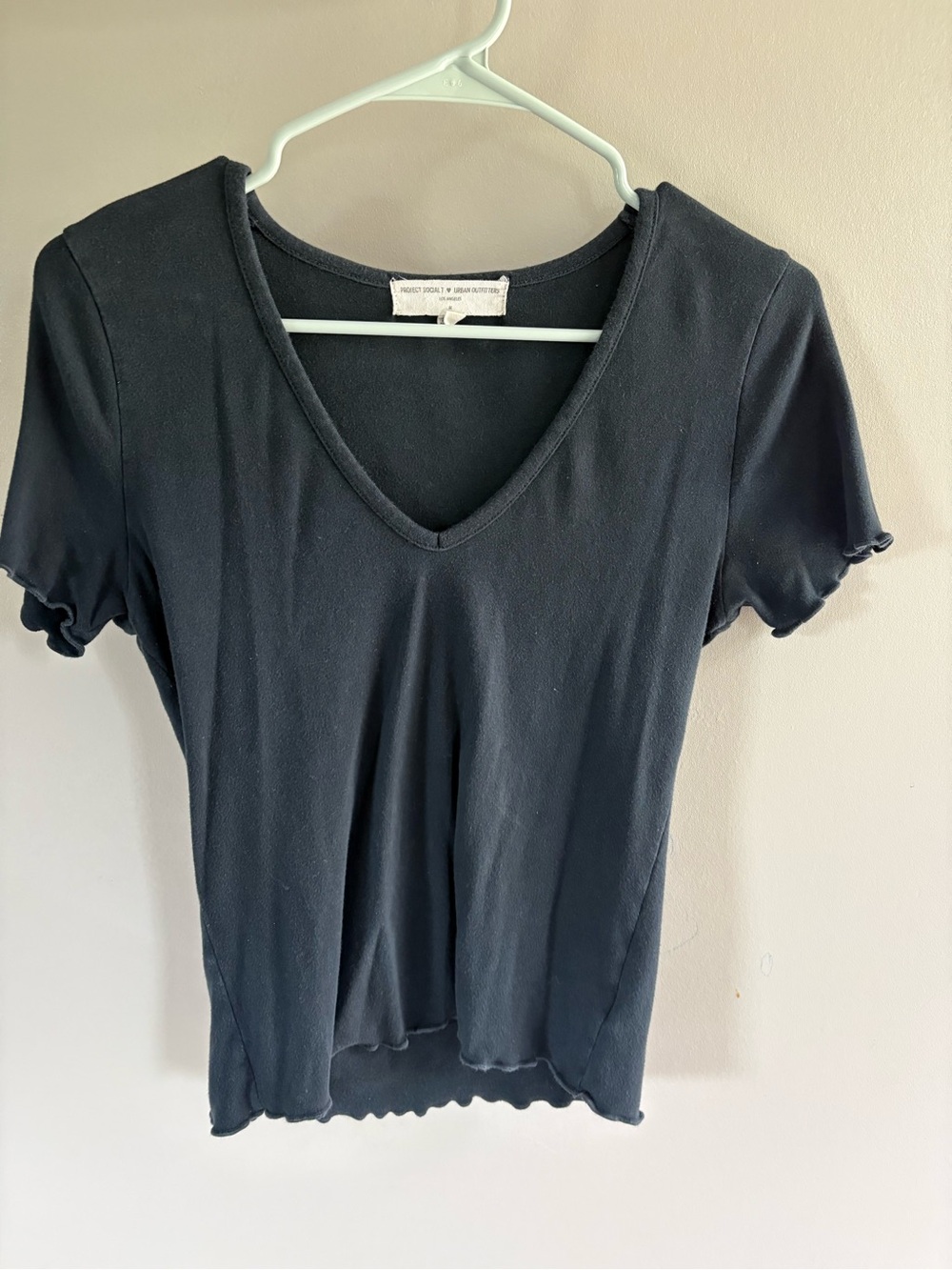 Urban Outfitters Project Social T Black V-Neck Short Sleeve Tee
